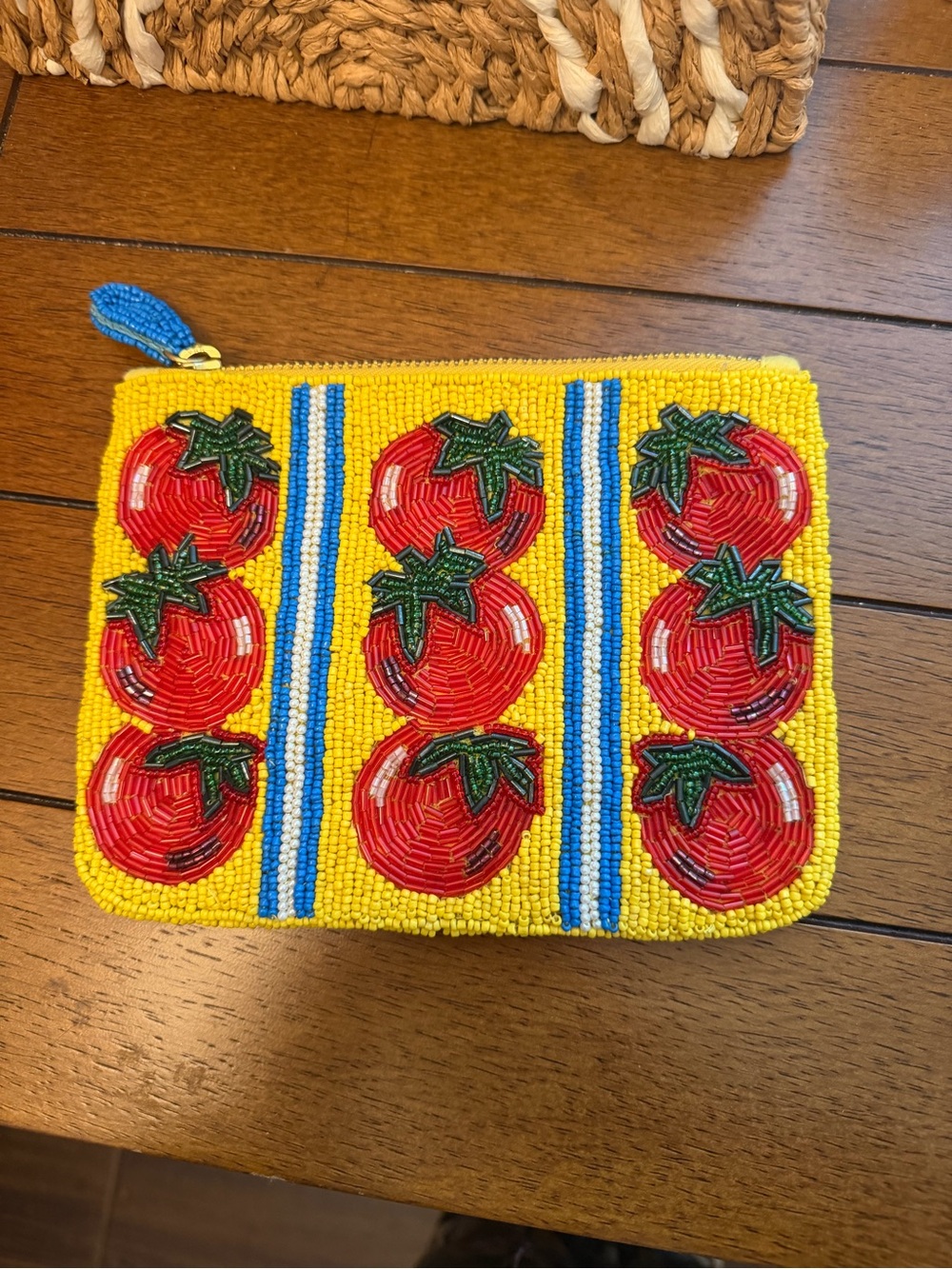 Anthropologie Fiona beaded tomato clutch NEW